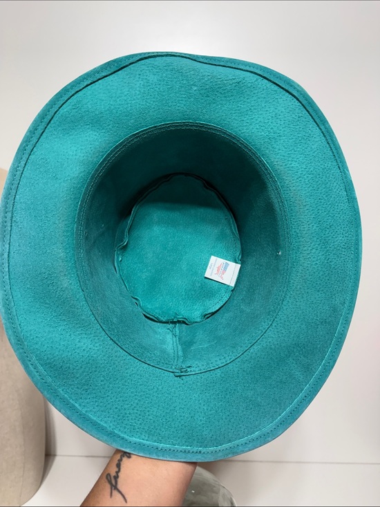 Vintage Made in USA Leather Teal Hat main image 8